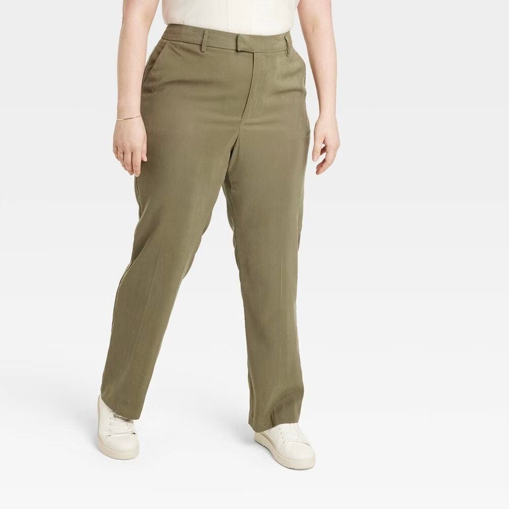 A New Day Pants Womens 17 Olive Trouser Chino Career Church Academia Office Twee